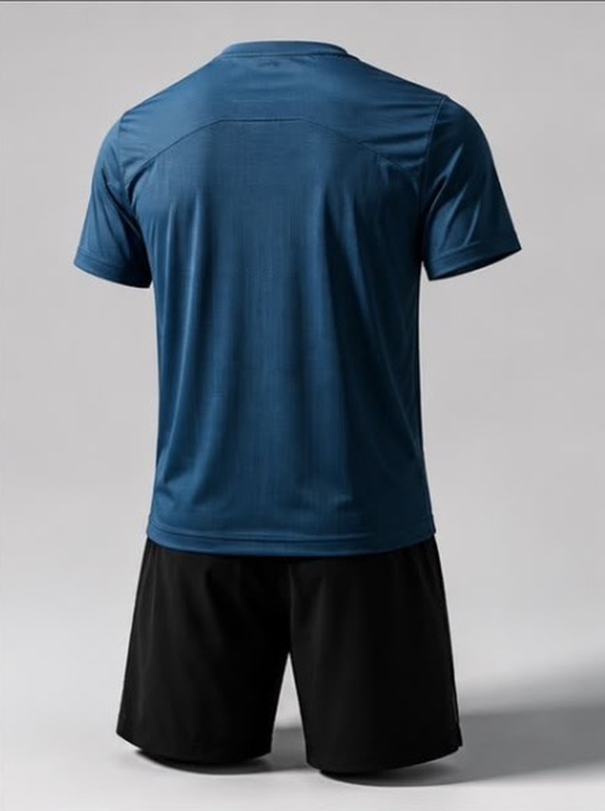 Moderate Noir Set 02 deep teal tee, back view